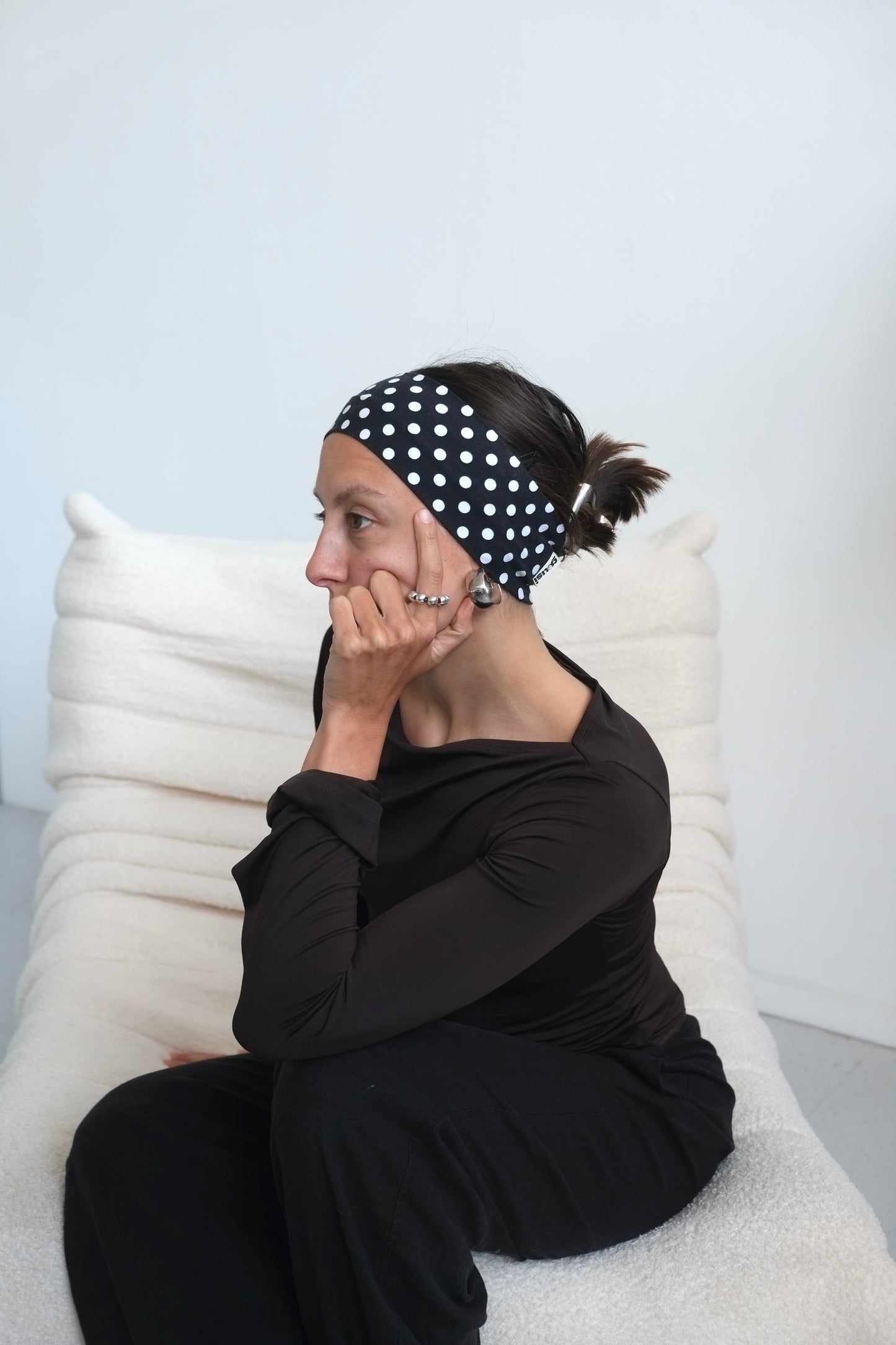 POLKA DOT HEADBAND BLACK