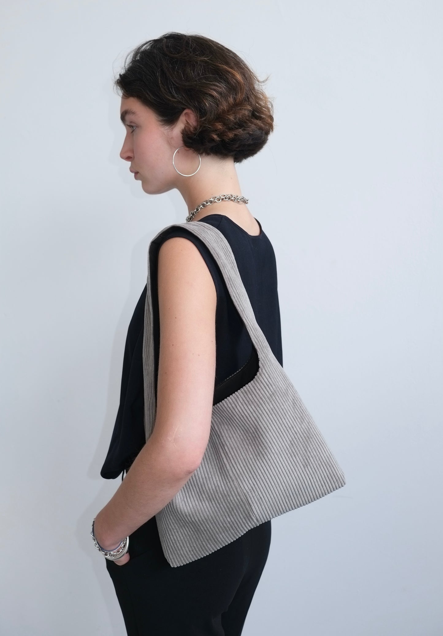 Grey Corduroy Mini Bag