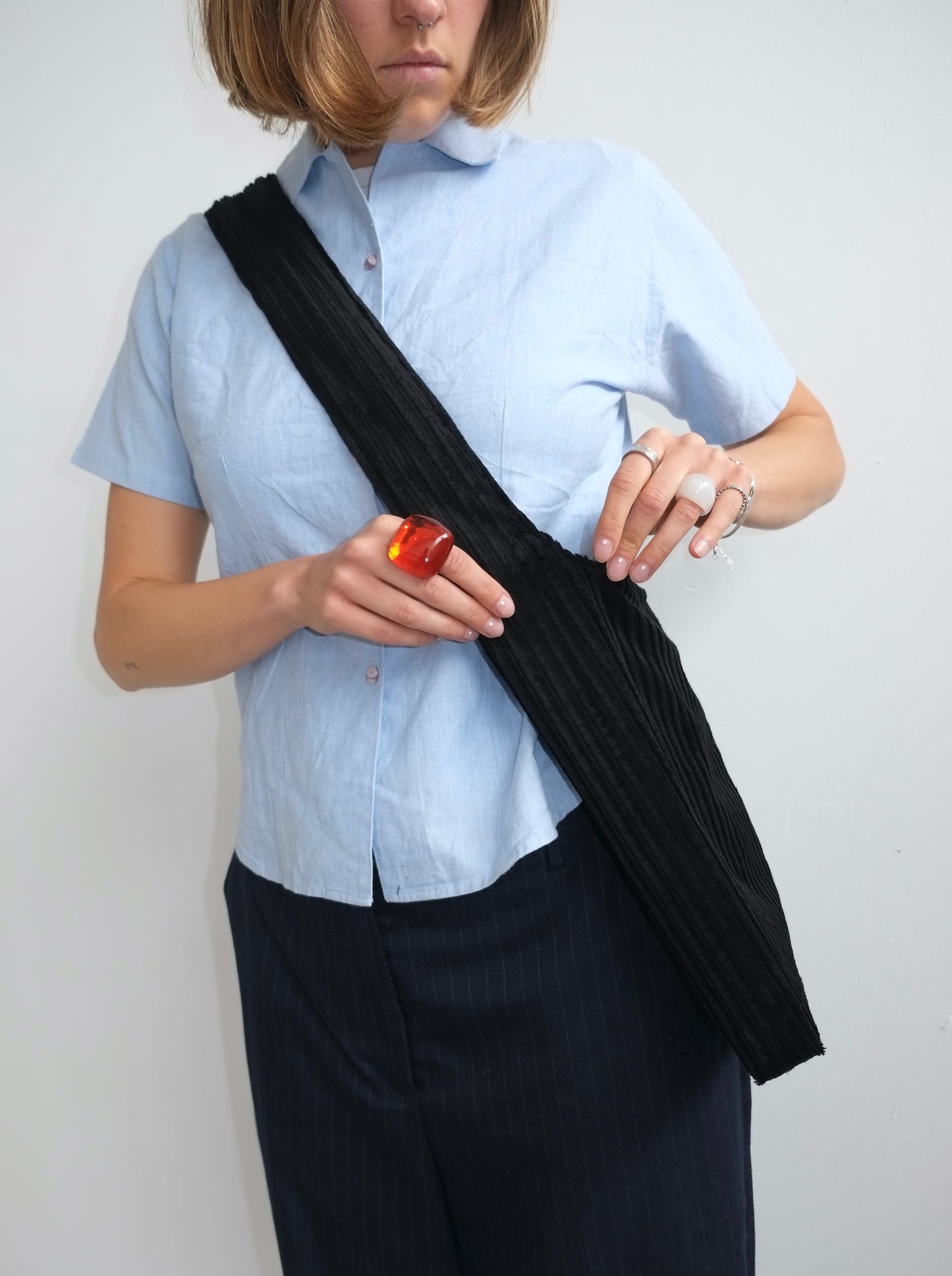 Black Corduroy BIG Crossbody Bag