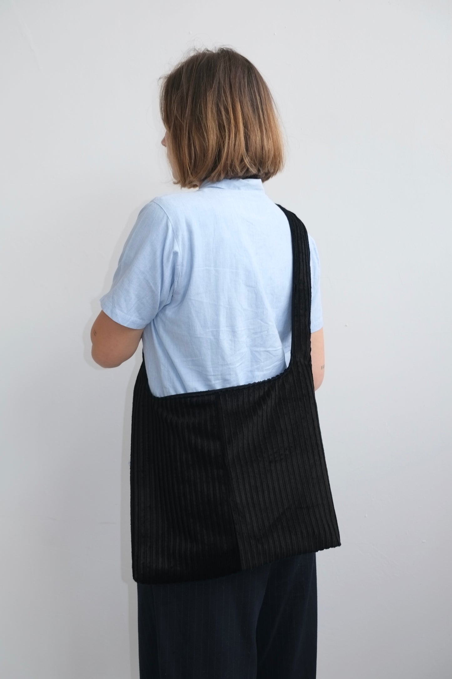 Black Corduroy BIG Crossbody Bag