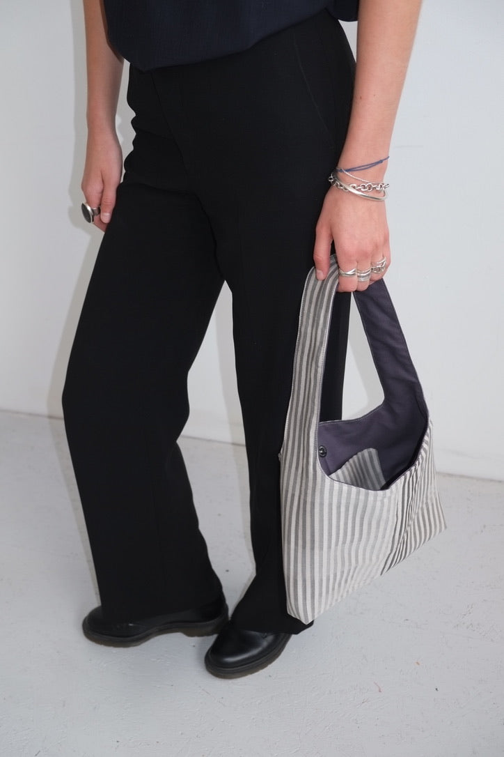 Grey Striped Mini Bag