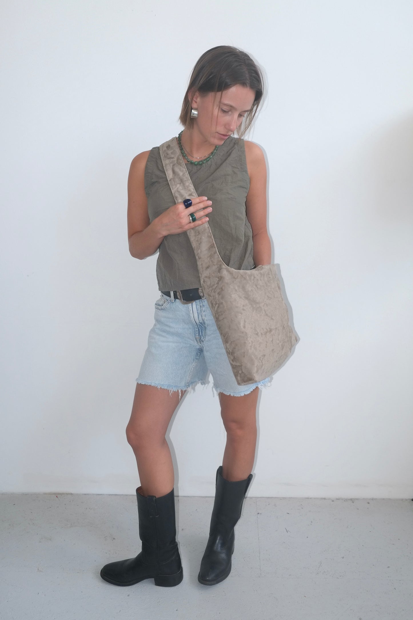 Light Brown Velvet Big Bag