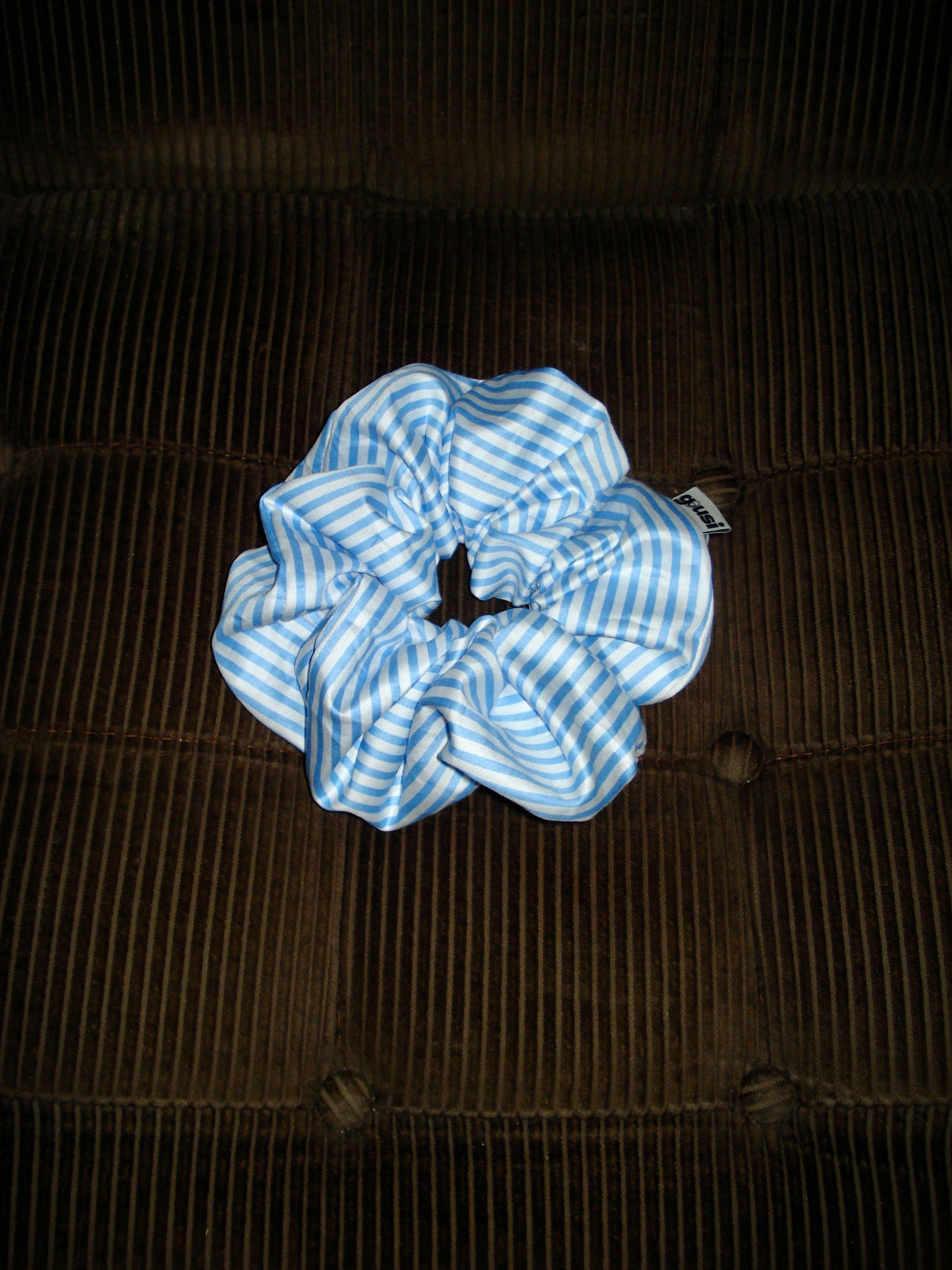 Blue White Striped Scrunchie