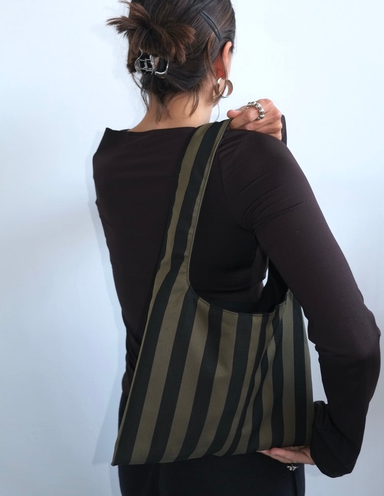Green /Black Striped Mini Bag