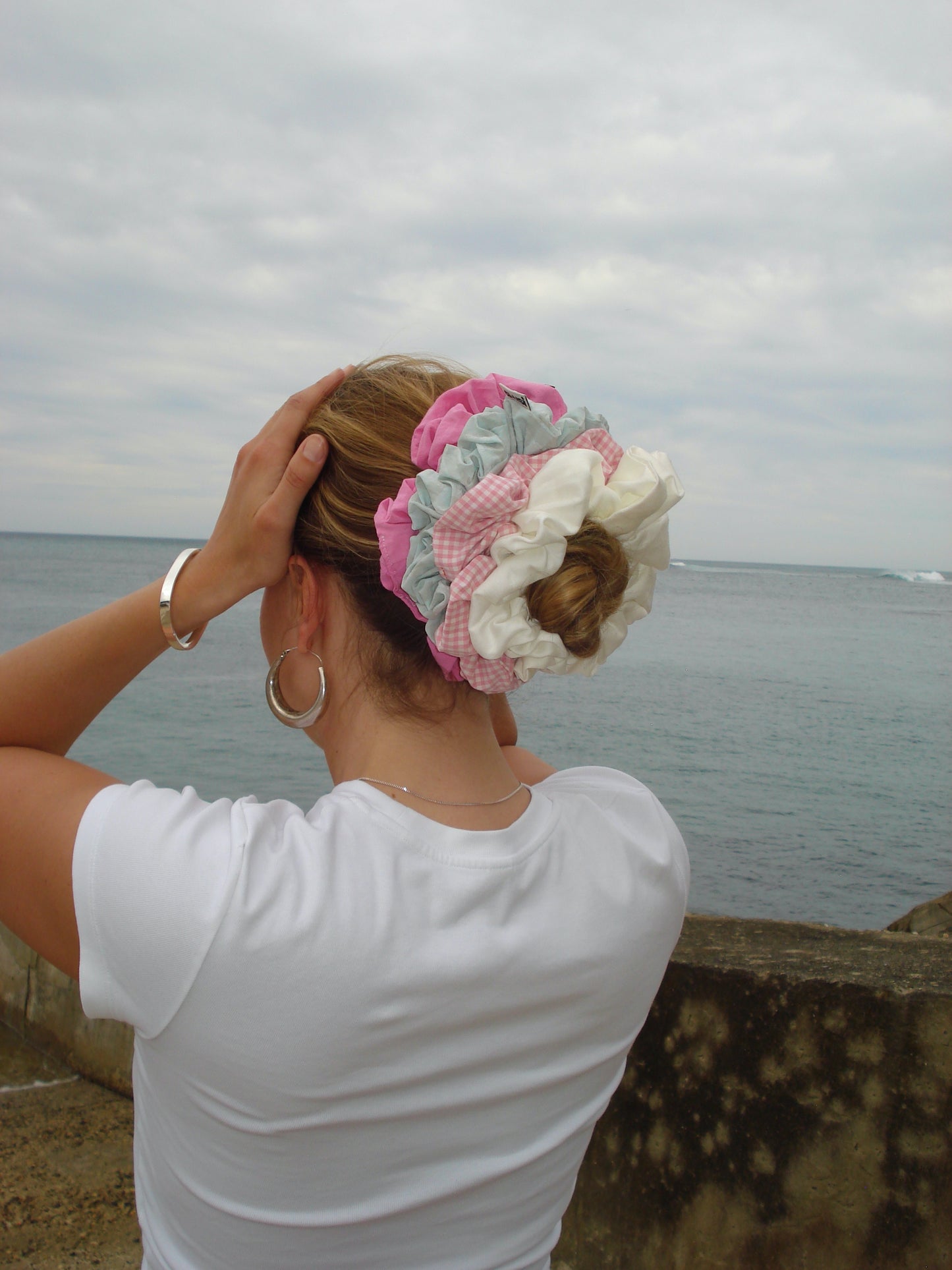 White Oversized Scrunchie