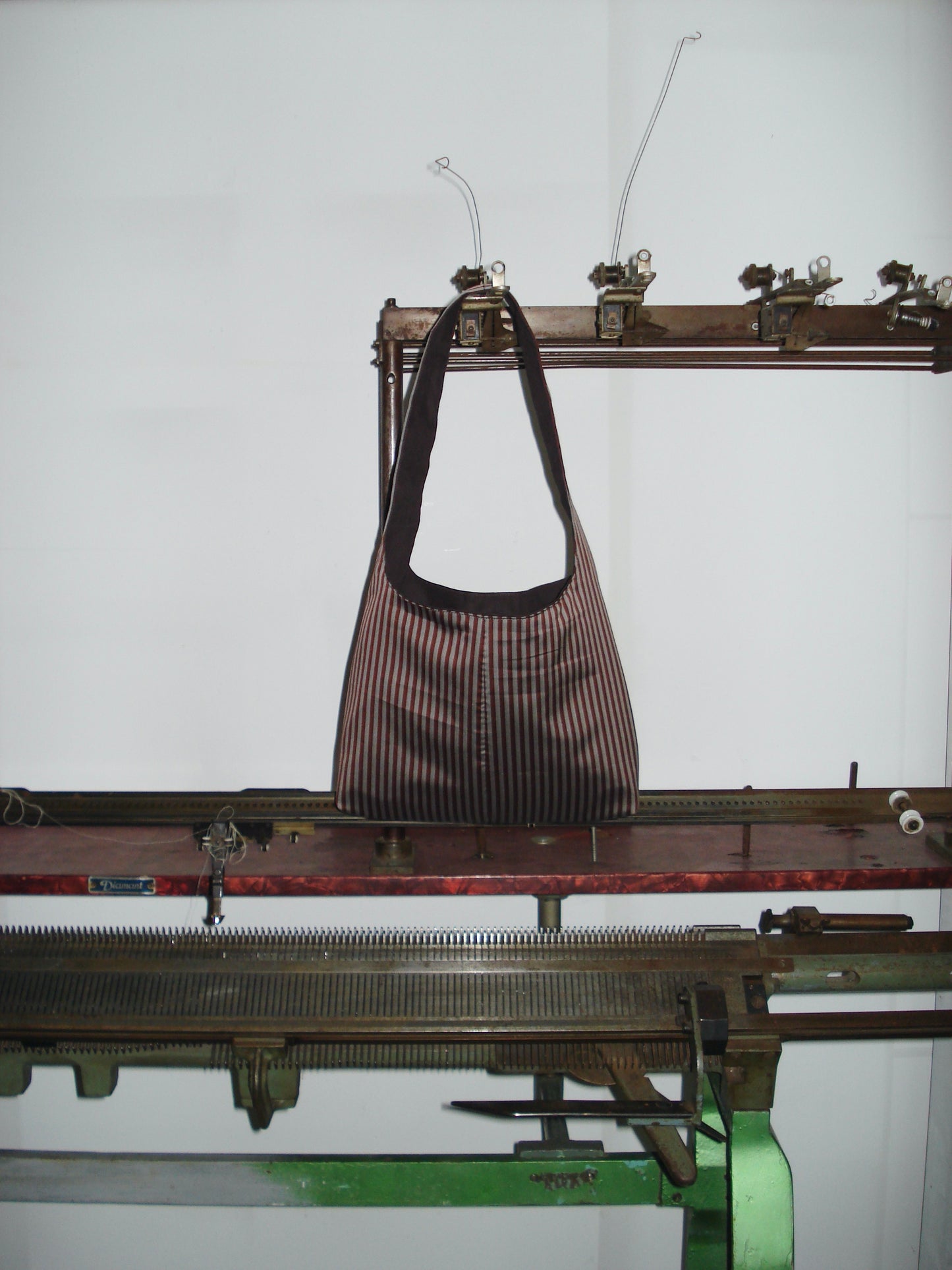 BROWN GREY STRIPED MINI BAG