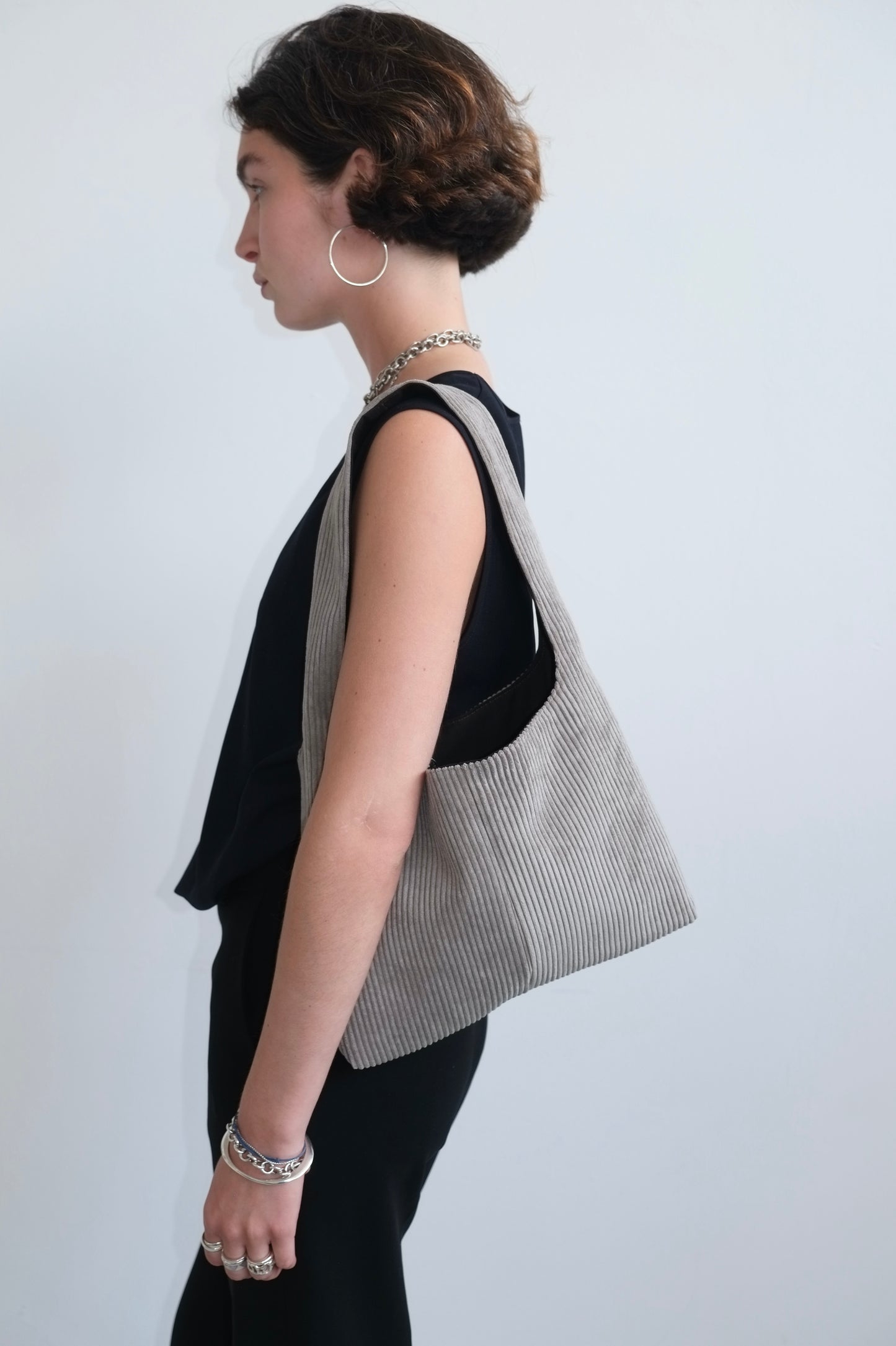 Grey Corduroy Mini Bag