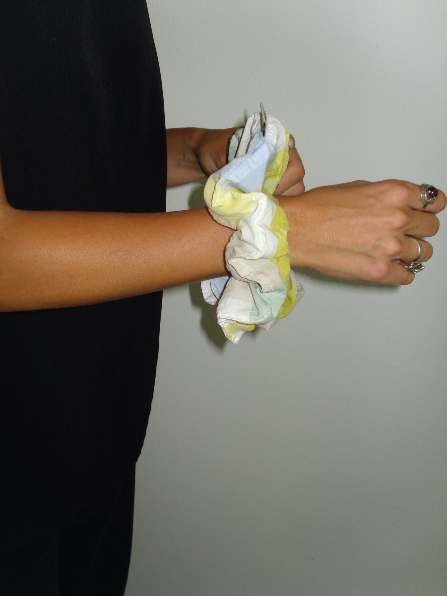 YELLOW GREEN CHECKERED SCRUNCHIE