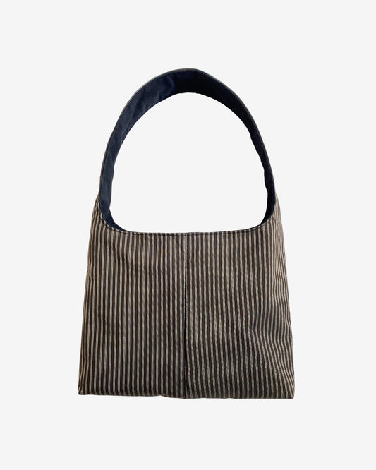BLACK GREY STRIPED MINI BAG