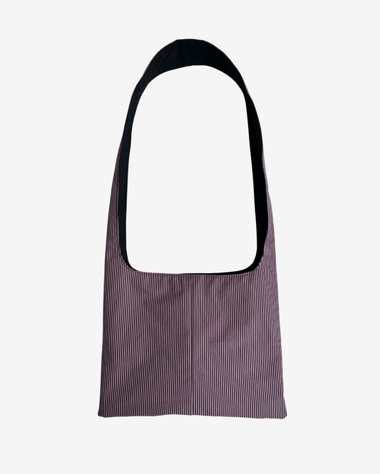 Red Grey Striped Medium Bag