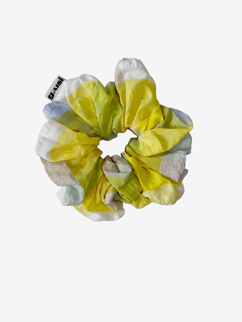 YELLOW GREEN CHECKERED SCRUNCHIE