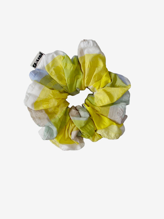 YELLOW GREEN CHECKERED SCRUNCHIE