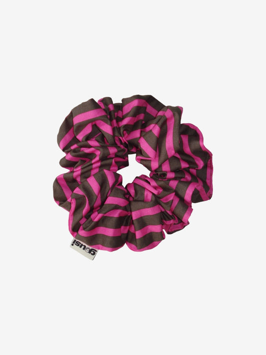 PINK BROWN STRIPED SCRUNCHIE