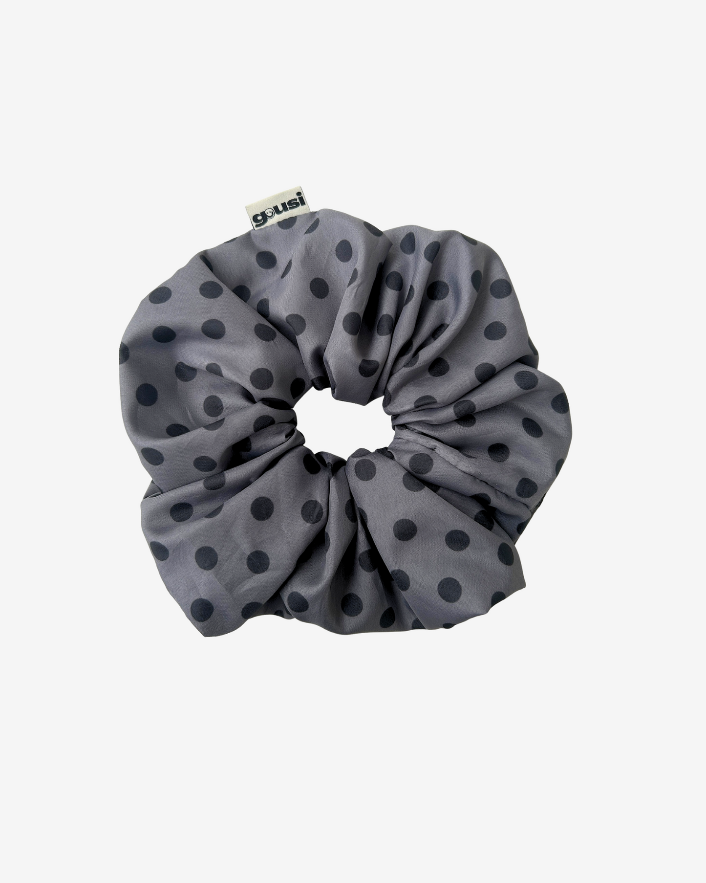 POLKA DOT SCRUNCHIE GREY