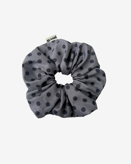POLKA DOT SCRUNCHIE GREY