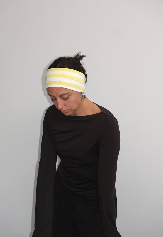 Yellow White Striped Headband