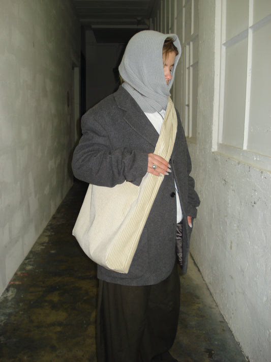 CREAM CORDUROY BIG BAG