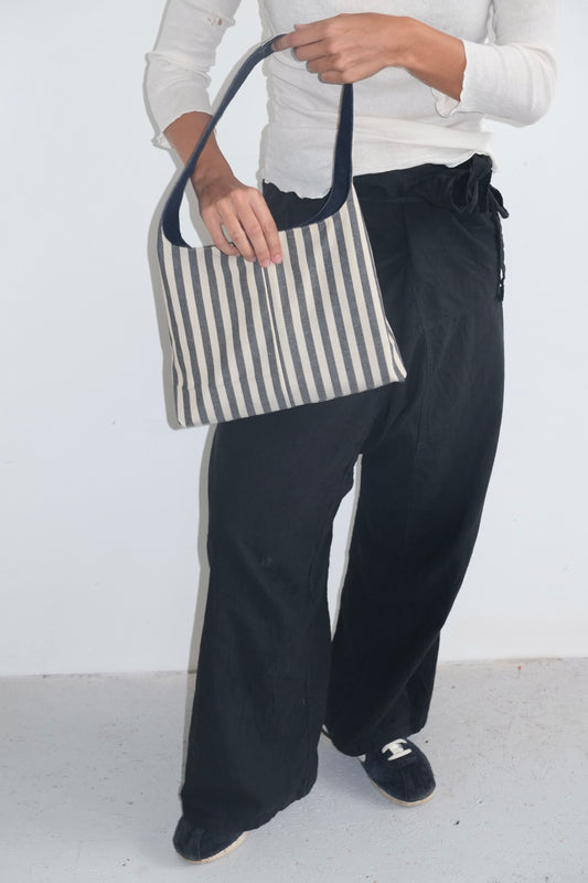 GREY STRIPED MINI BAG
