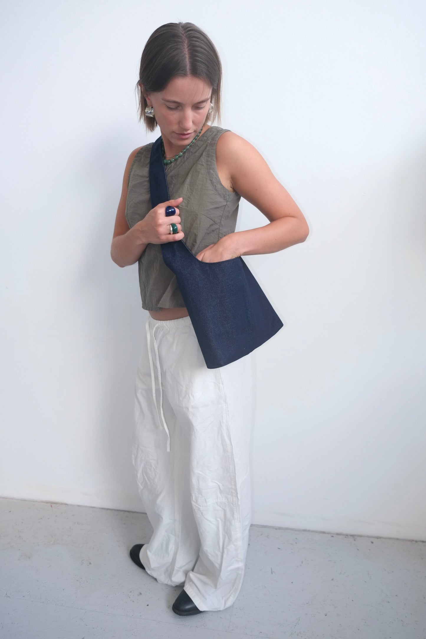 Blue Denim Medium Crossbody Bag