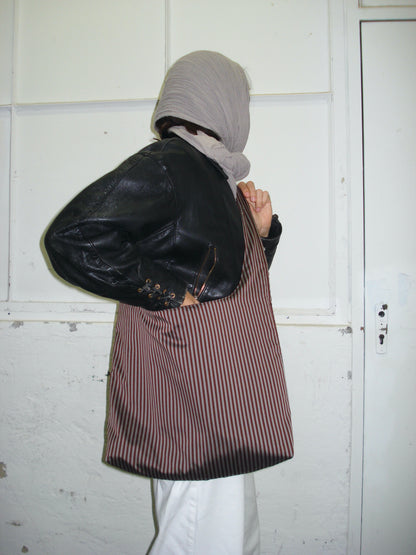 BROWN STRIPED BIG BAG
