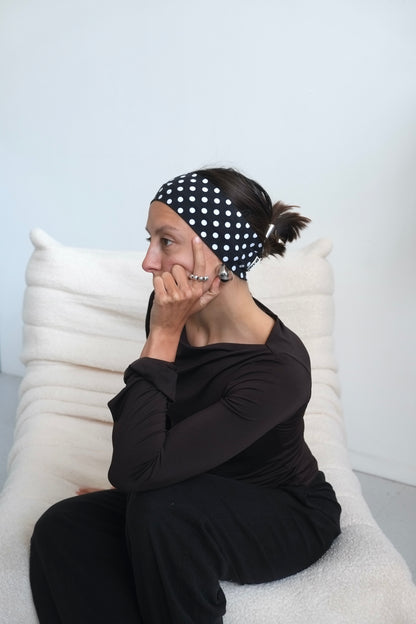 Polka Dots Headband Black