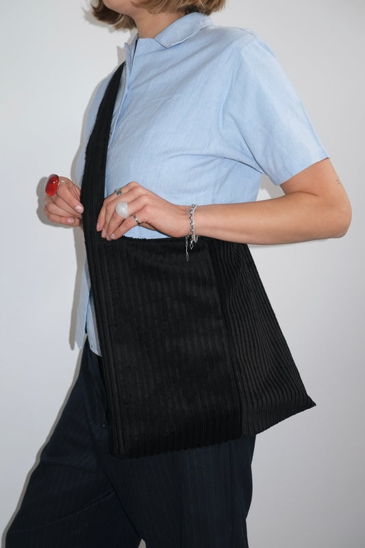 Black Corduroy BIG Crossbody Bag