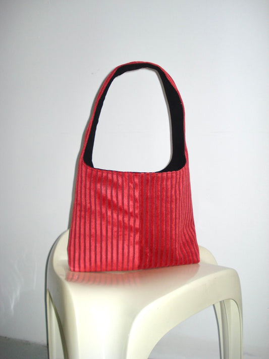 Red Striped Velvet Mini Bag