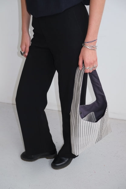 Grey Striped Mini Bag