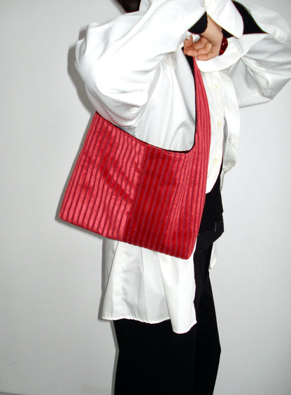 Red Striped Velvet Mini Bag