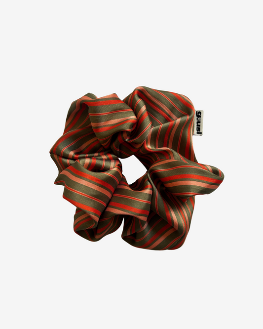 Orange Spring Striped Scrunchie