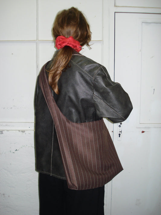 BROWN STRIPED BIG BAG