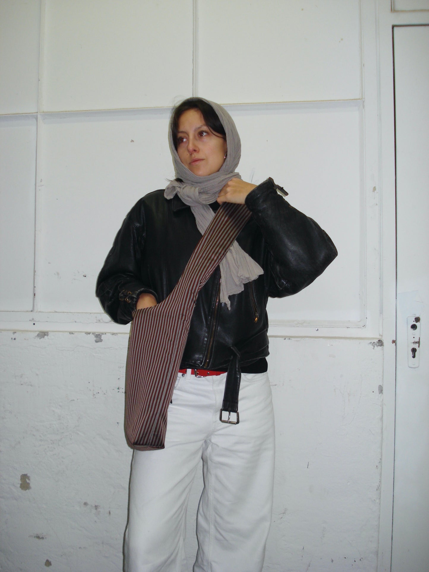 BROWN STRIPED BIG BAG