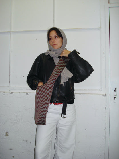 BROWN STRIPED BIG BAG