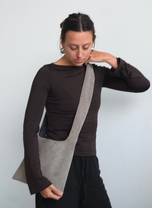 Light Grey Corduroy Medium Bag