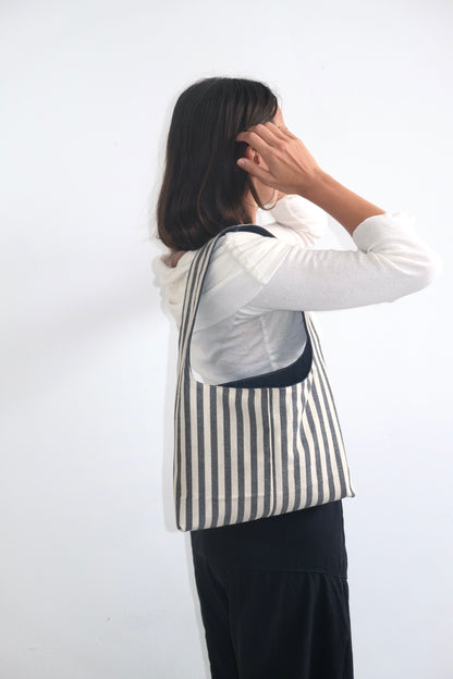 GREY STRIPED MINI BAG