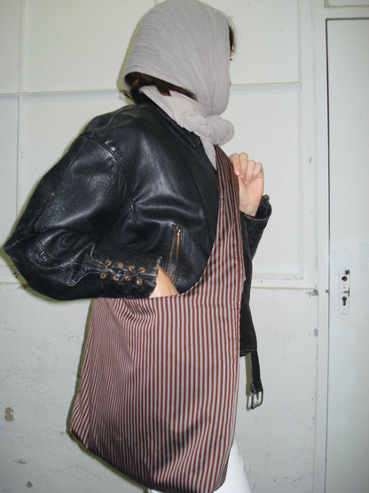 BROWN STRIPED BIG BAG