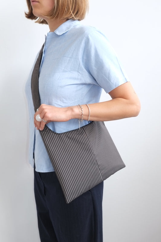 Black/Grey Striped Medium Bag