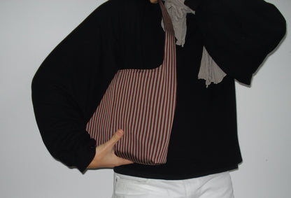 BROWN GREY STRIPED MINI BAG