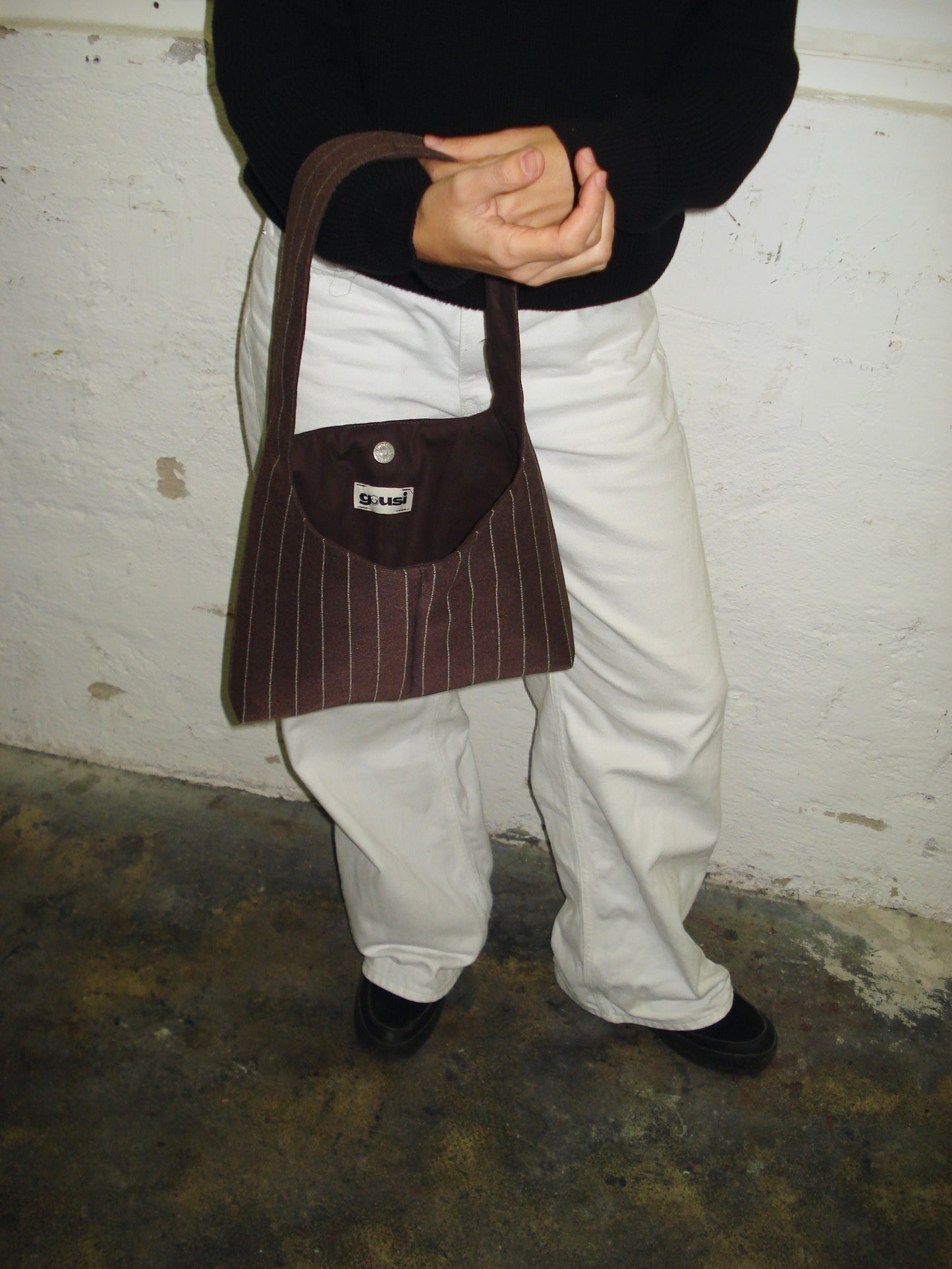 BROWN STRIPED MINI BAG