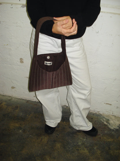 BROWN STRIPED MINI BAG