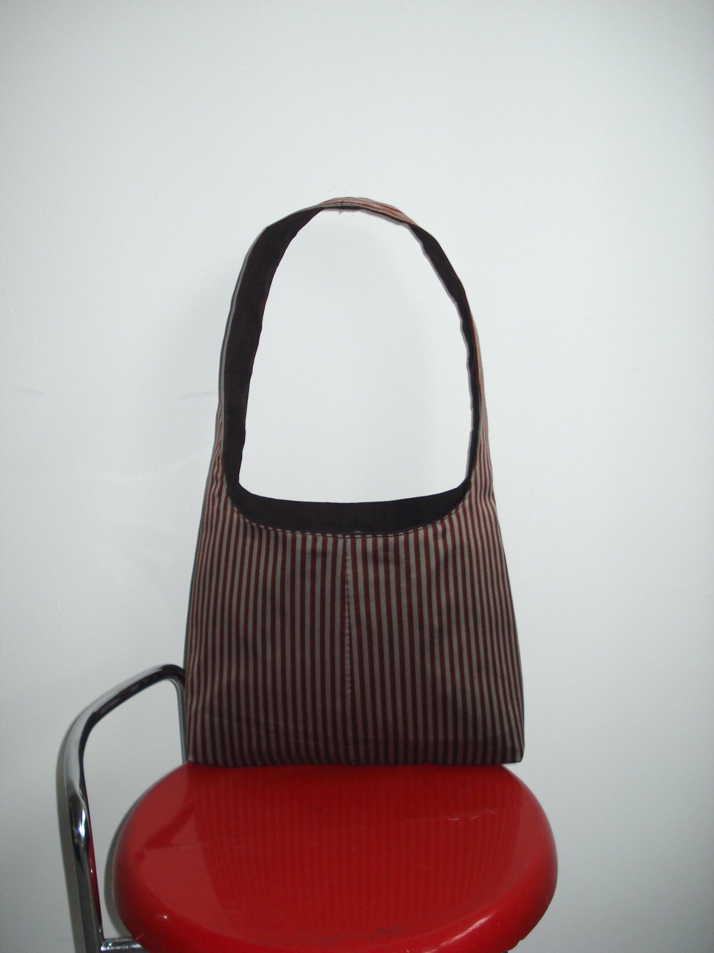 BROWN GREY STRIPED MINI BAG