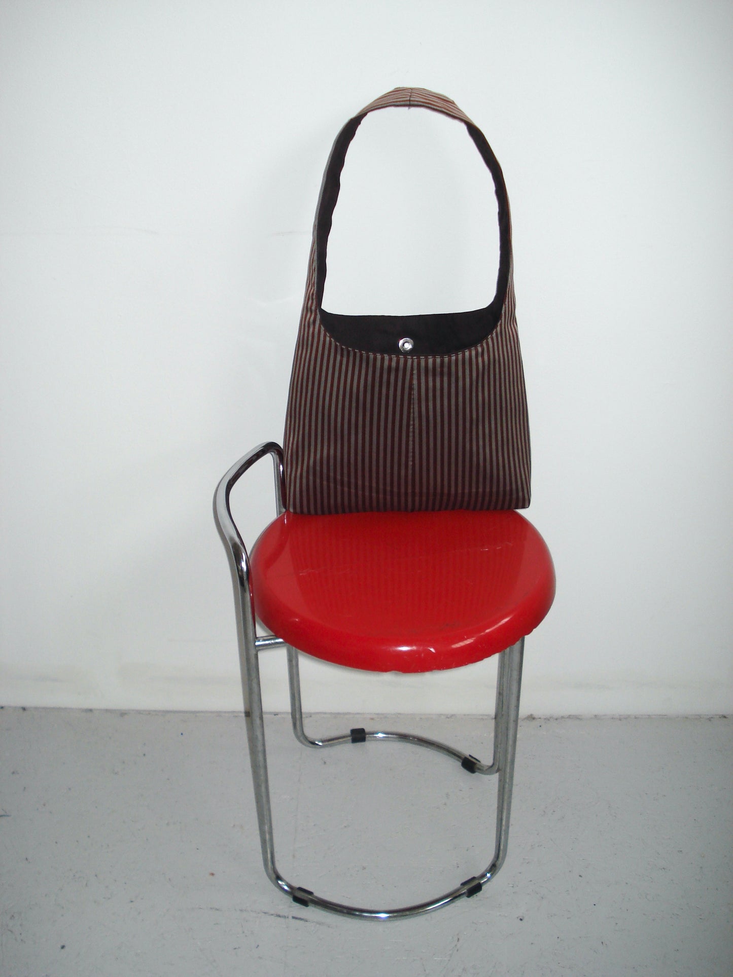 BROWN GREY STRIPED MINI BAG