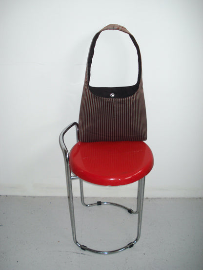 BROWN GREY STRIPED MINI BAG