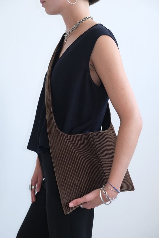 Brown Corduroy Medium Bag