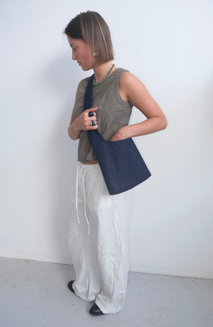 Blue Denim Medium Crossbody Bag