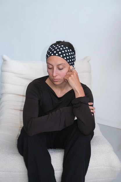 Polka Dots Headband Black