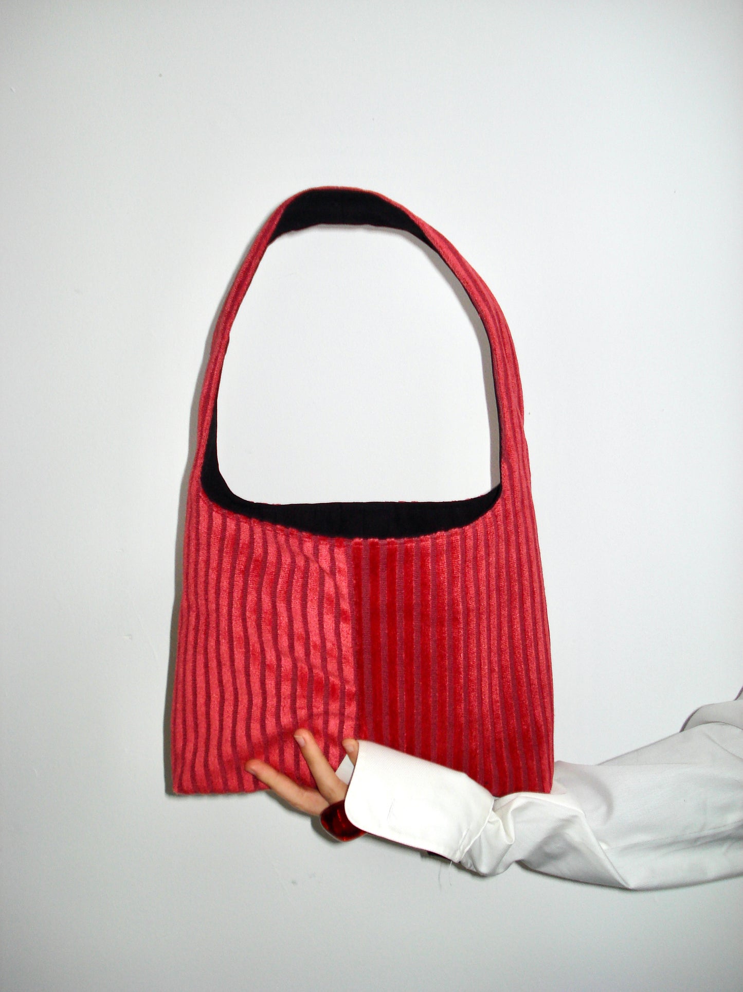 Red Striped Velvet Mini Bag