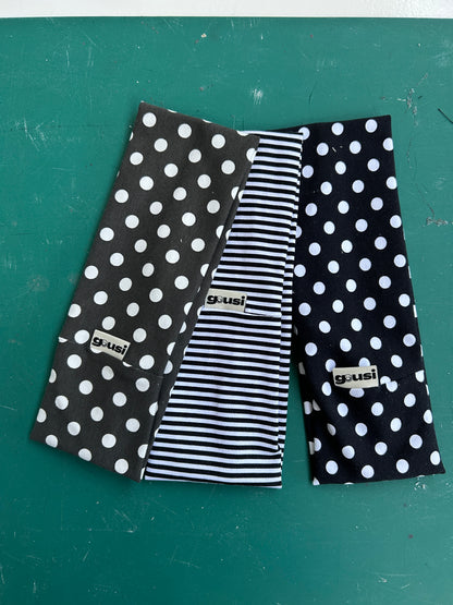 BLACK WHITE STRIPED HEADBAND