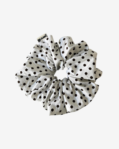 Polka Dot Scrunchie White