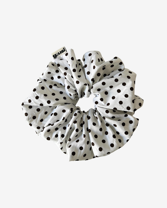 Polka Dot Scrunchie White